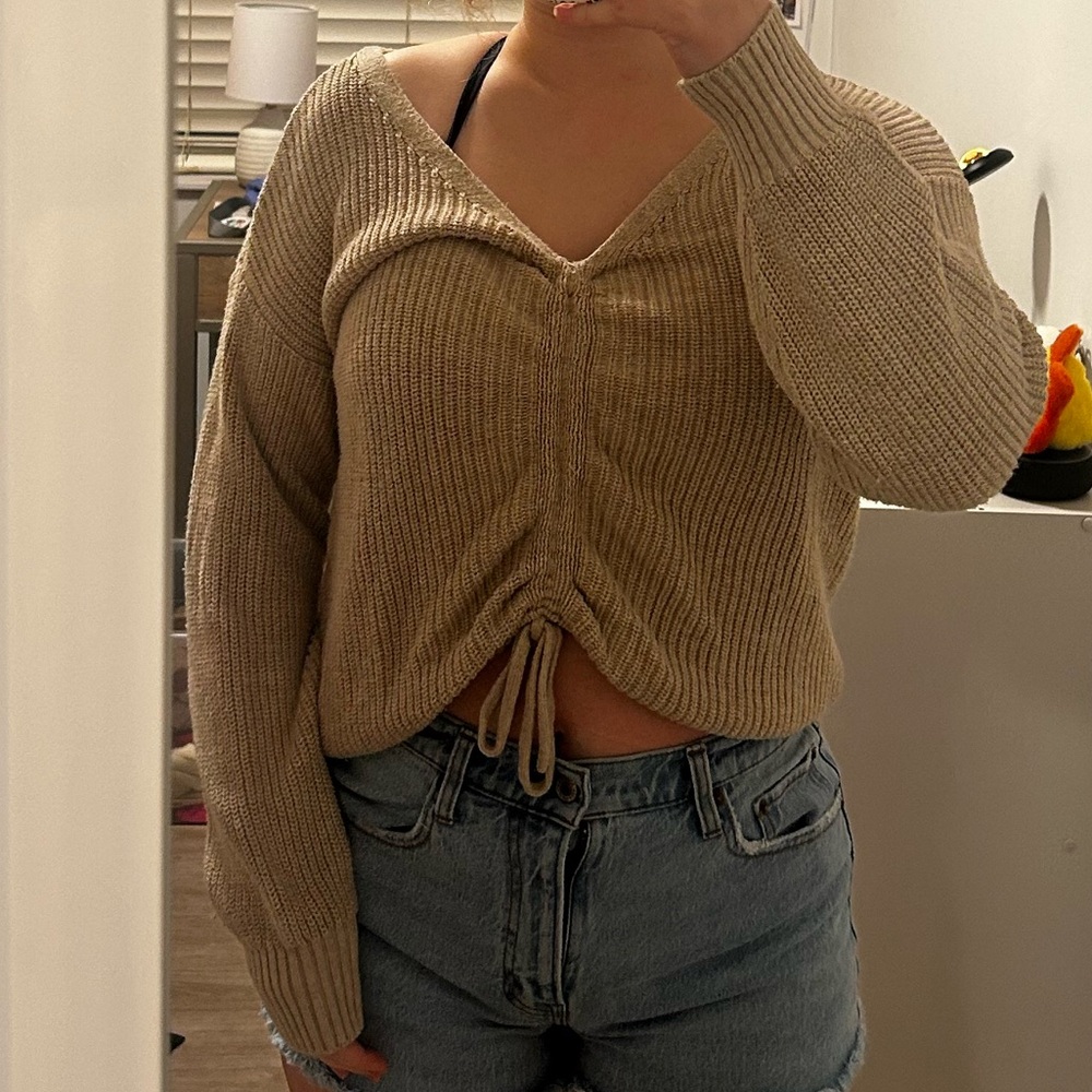 Hollister Tan Off-the-Shoulder Sweater